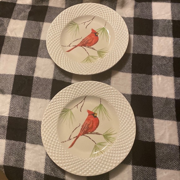Two beautiful plates with red cardinals. ❤️❤️ - Picture 1 of 4